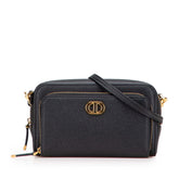 ディオール カロ ダブルポーチ 斜め掛け ショルダーバッグ ブラック レザー レディース Dior 【中古】